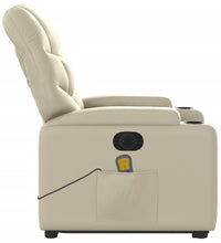 Massagesessel mit Aufstehhilfe Elektrisch Creme Kunstleder