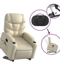 Massagesessel mit Aufstehhilfe Elektrisch Creme Kunstleder