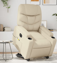 Massagesessel mit Aufstehhilfe Elektrisch Creme Kunstleder