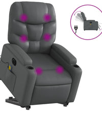 Massagesessel mit Aufstehhilfe Elektrisch Grau Kunstleder