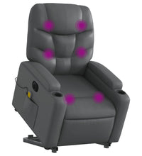 Massagesessel mit Aufstehhilfe Elektrisch Grau Kunstleder