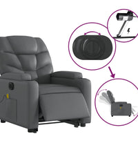 Massagesessel mit Aufstehhilfe Elektrisch Grau Kunstleder