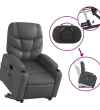 Massagesessel mit Aufstehhilfe Elektrisch Grau Kunstleder