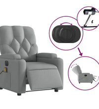 Massagesessel Elektrisch Hellgrau Stoff