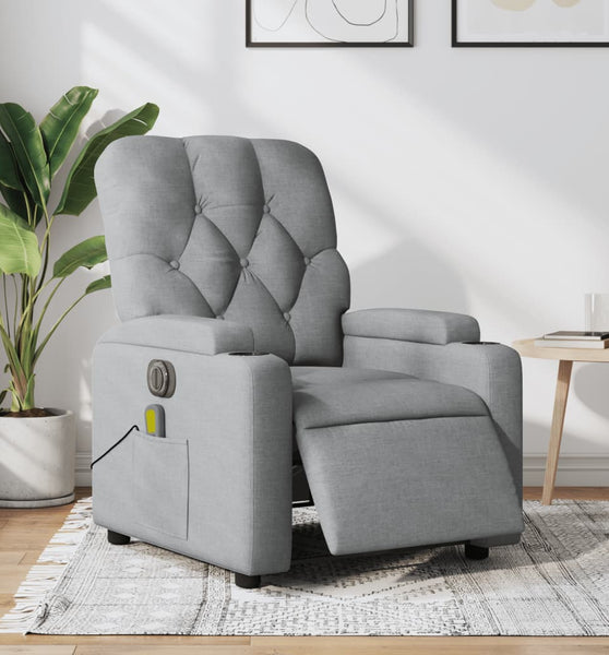 Massagesessel Elektrisch Hellgrau Stoff