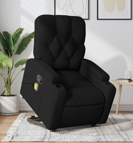 Massagesessel mit Aufstehhilfe Schwarz Stoff