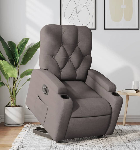 Relaxsessel mit Aufstehhilfe Elektrisch Taupe Stoff