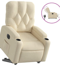 Relaxsessel mit Aufstehhilfe Elektrisch Creme Stoff