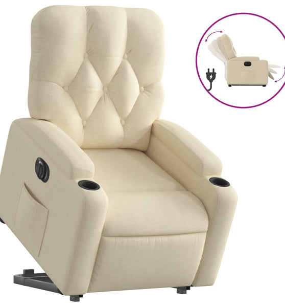 Relaxsessel mit Aufstehhilfe Elektrisch Creme Stoff