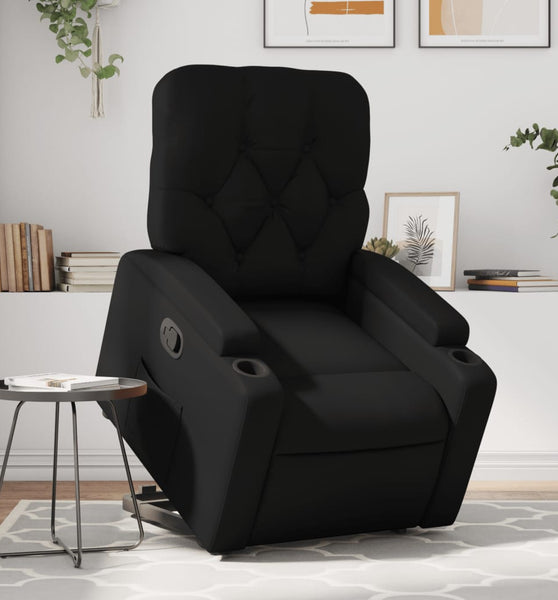 Relaxsessel mit Aufstehhilfe Schwarz Kunstleder