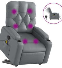 Massagesessel mit Aufstehhilfe Elektrisch Grau Kunstleder