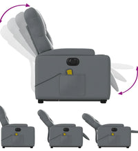 Massagesessel mit Aufstehhilfe Elektrisch Grau Kunstleder