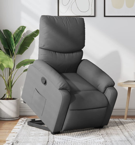 Relaxsessel mit Aufstehhilfe Dunkelgrau Stoff