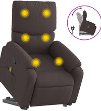 Massagesessel mit Aufstehhilfe Dunkelbraun Stoff