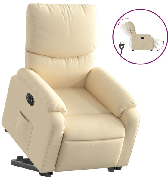 Relaxsessel mit Aufstehhilfe Elektrisch Creme Stoff