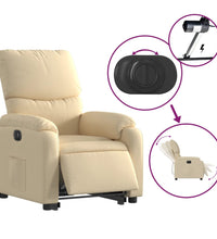 Relaxsessel mit Aufstehhilfe Elektrisch Creme Stoff