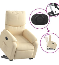 Relaxsessel mit Aufstehhilfe Elektrisch Creme Stoff