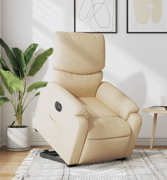 Relaxsessel mit Aufstehhilfe Elektrisch Creme Stoff