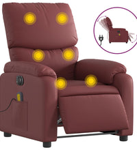 Massagesessel Elektrisch Weinrot Kunstleder
