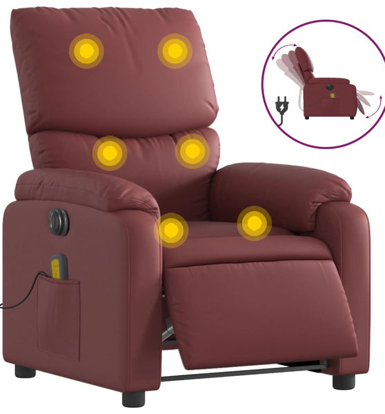 Massagesessel Elektrisch Weinrot Kunstleder