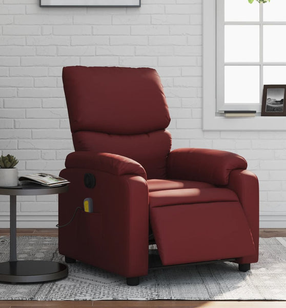 Massagesessel Elektrisch Weinrot Kunstleder