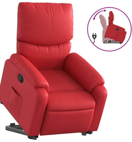Relaxsessel mit Aufstehhilfe Rot Kunstleder