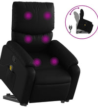 Massagesessel mit Aufstehhilfe Schwarz Kunstleder