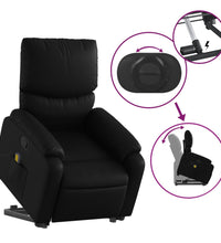 Massagesessel mit Aufstehhilfe Schwarz Kunstleder