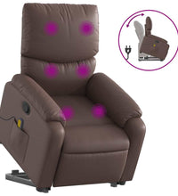 Massagesessel mit Aufstehhilfe Braun Kunstleder