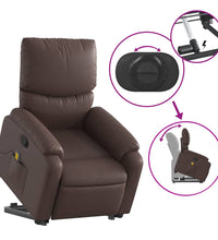Massagesessel mit Aufstehhilfe Braun Kunstleder