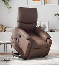 Massagesessel mit Aufstehhilfe Braun Kunstleder
