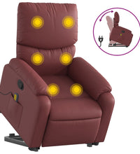 Massagesessel mit Aufstehhilfe Weinrot Kunstleder
