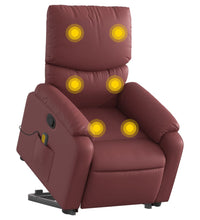 Massagesessel mit Aufstehhilfe Weinrot Kunstleder
