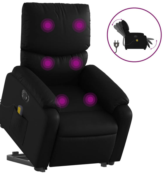 Massagesessel mit Aufstehhilfe Elektrisch Schwarz Kunstleder