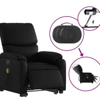 Massagesessel mit Aufstehhilfe Elektrisch Schwarz Kunstleder