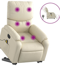 Massagesessel mit Aufstehhilfe Elektrisch Creme Kunstleder