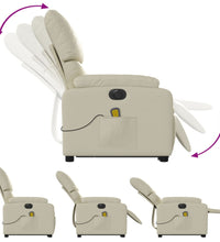 Massagesessel mit Aufstehhilfe Elektrisch Creme Kunstleder