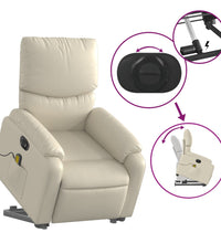Massagesessel mit Aufstehhilfe Elektrisch Creme Kunstleder