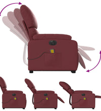 Massagesessel mit Aufstehhilfe Elektrisch Weinrot Kunstleder