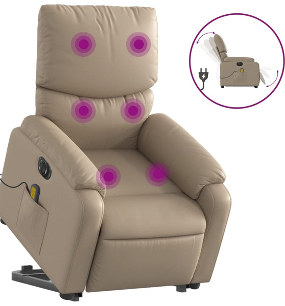 Massagesessel mit Aufstehhilfe Elektrisch Cappuccino Kunstleder