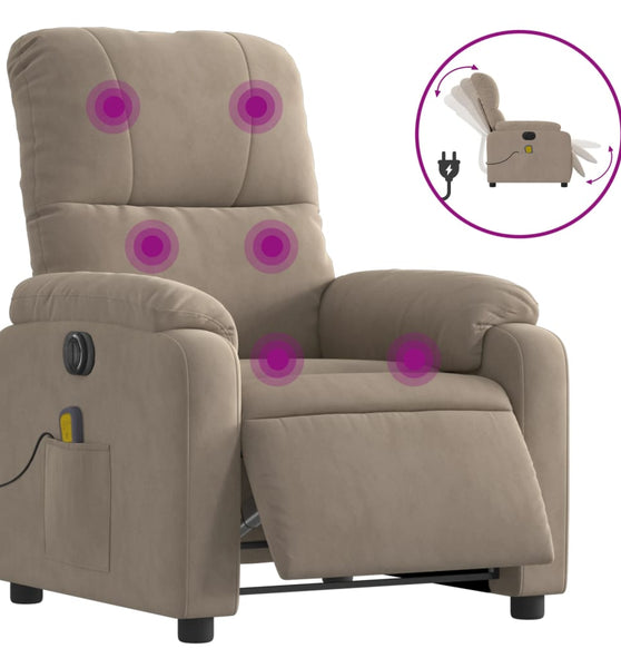 Massagesessel Elektrisch Taupe Mikrofasergewebe