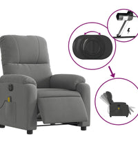 Massagesessel Elektrisch Dunkelgrau Mikrofasergewebe