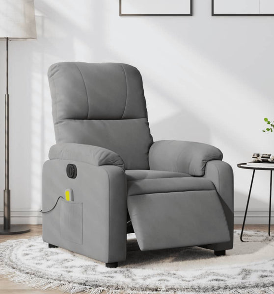 Massagesessel Elektrisch Dunkelgrau Mikrofasergewebe