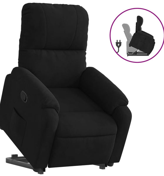 Relaxsessel mit Aufstehhilfe Schwarz Mikrofasergewebe