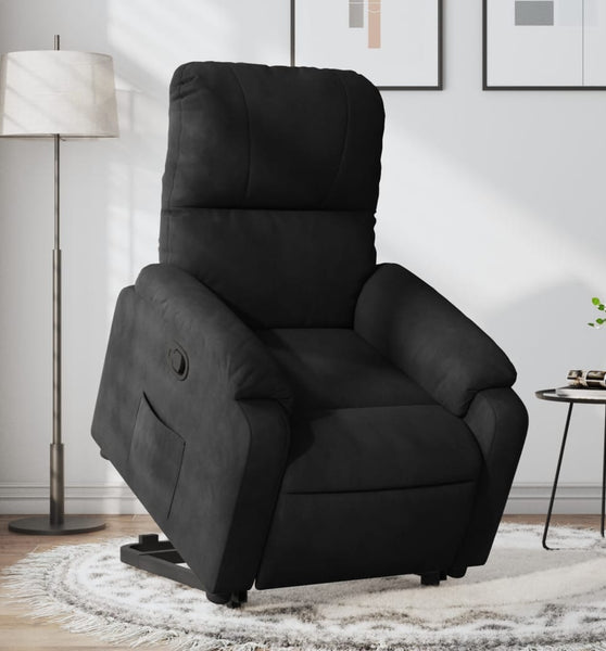 Relaxsessel mit Aufstehhilfe Schwarz Mikrofasergewebe