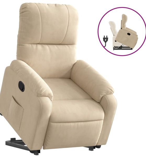 Relaxsessel mit Aufstehhilfe Creme Mikrofasergewebe