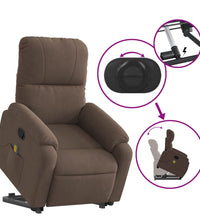 Massagesessel mit Aufstehhilfe Braun Mikrofasergewebe