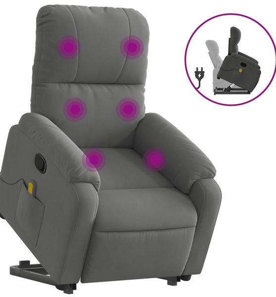 Massagesessel mit Aufstehhilfe Dunkelgrau Mikrofasergewebe
