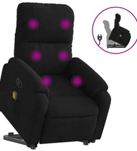 Massagesessel mit Aufstehhilfe Schwarz Mikrofasergewebe