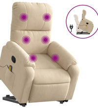 Massagesessel mit Aufstehhilfe Creme Mikrofasergewebe
